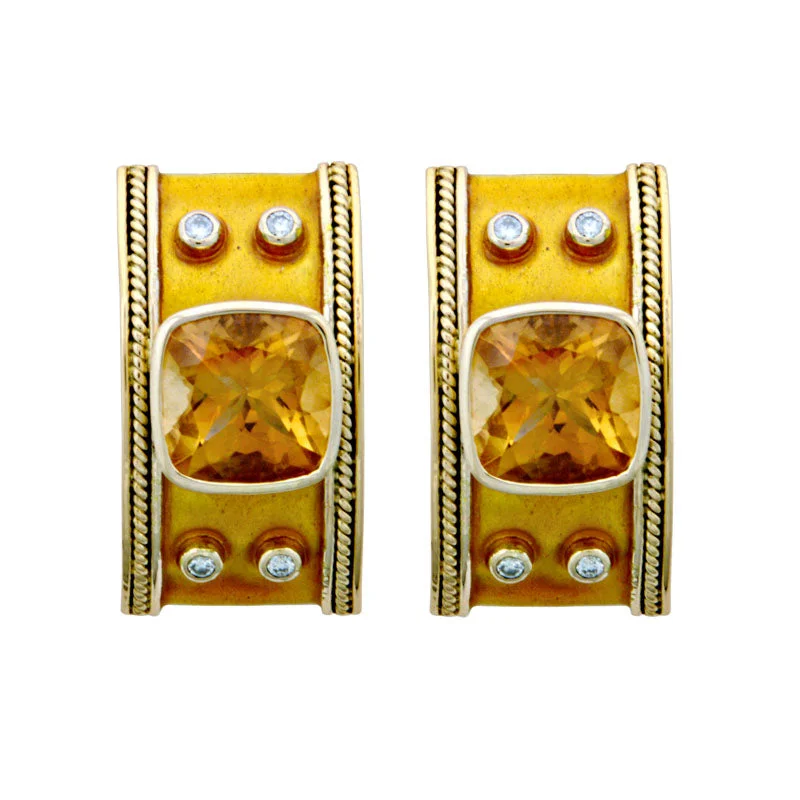 Best hoop earrings with snake chain details for a sleek and modern touch-Earrings-Citrine and Diamond (Enamel)