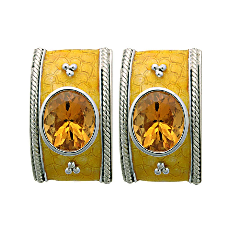 Best hoop earrings with asymmetrical designs for a fashion-forward, avant-garde look-Earrings-Citrine (Enamel)