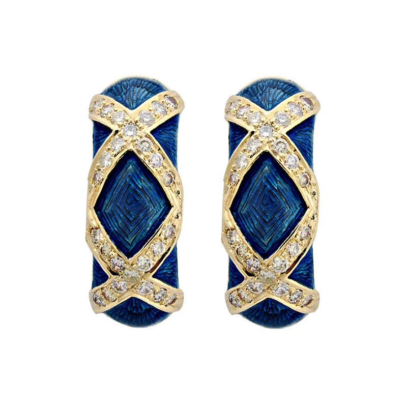 Hoop earrings with braided patterns for a detailed and textured finish-Earrings-Diamond (Enamel)