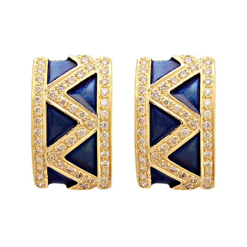 Hoop earrings with enamel stripes for a colorful and eye-catching design-Earrings-Diamond (Enamel)