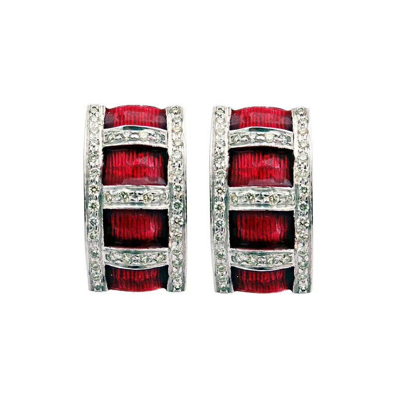 Hoop earrings with twisted metal designs for a dynamic and modern style-Earrings-Diamond (Enamel)