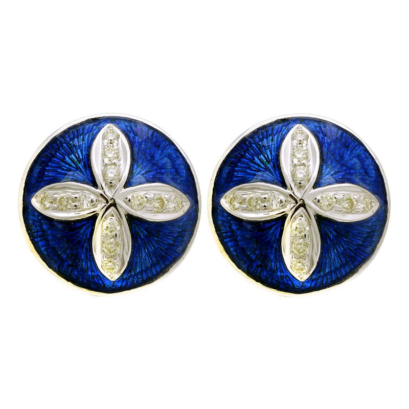 Hoop earrings with leather accents for a sleek and bold combination-Earrings-Diamond (Enamel)