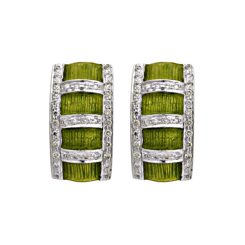 Hoop earrings with twisted metal designs for a dynamic and modern style-Earrings-Diamond (Enamel)