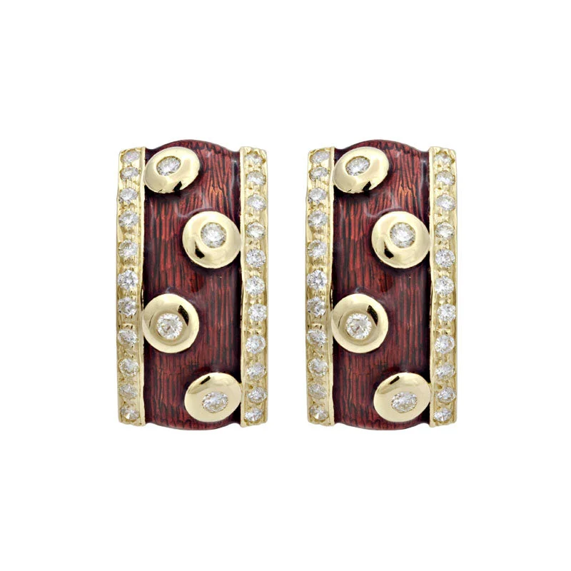 Stylish hoop earrings with diamond accents for an elegant and sparkling effect-Earrings-Diamond (Enamel)