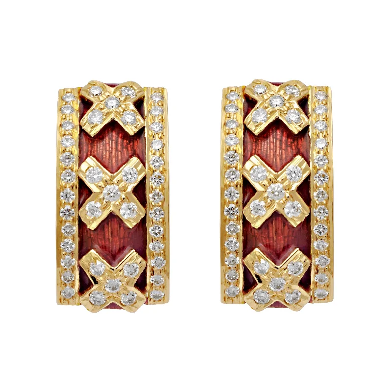 Best hoop earrings with intricate beaded details for a textured, stylish appearance-Earrings-Diamond (Enamel)