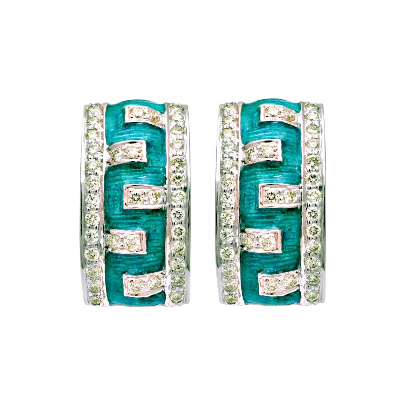 Best hoop earrings with geometric hexagon shapes for a modern, angular look-Earrings-Diamond (Enamel)