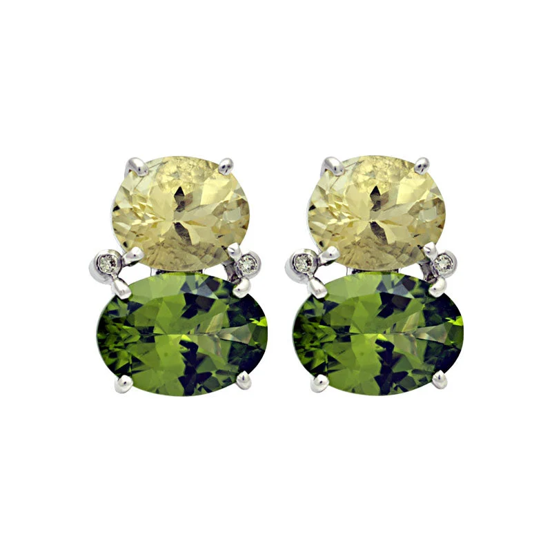 Best hoop earrings with matte finish for a sophisticated, understated design-Earrings-Lemon Quartz, Peridot and Diamond