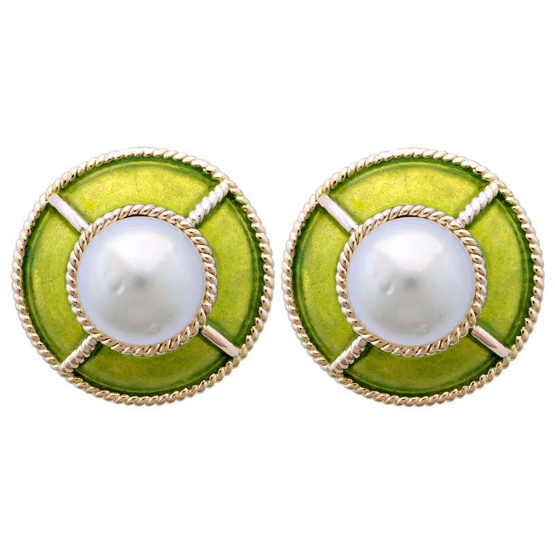 Lightweight hoop earrings for comfortable and all-day wear-Earrings-Pearl (Enamel)