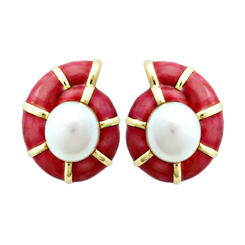 Best hoop earrings with cubic zirconia for a budget-friendly, dazzling look-Earrings-Pearl (Enamel)