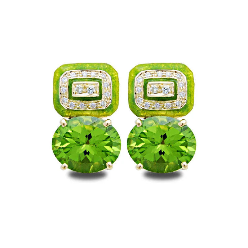 Best hoop earrings with snake chain details for a sleek and modern touch-Earrings-Peridot and Diamond (Enamel)