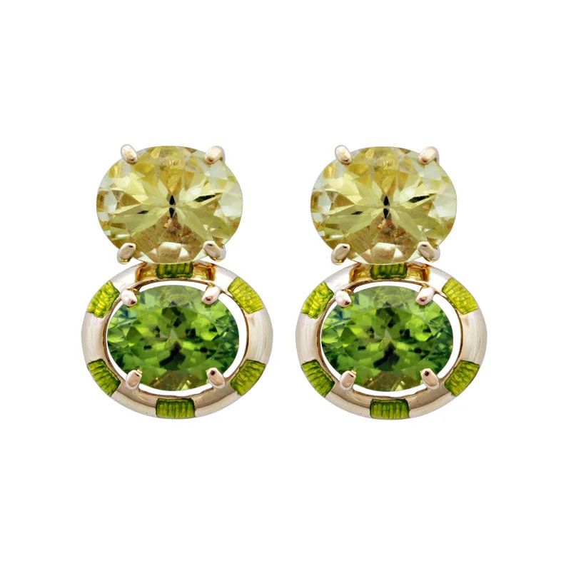 Best hoop earrings with gold-plated finishes for an affordable luxury vibe-Earrings-Peridot and Lemon Quartz (Enamel)