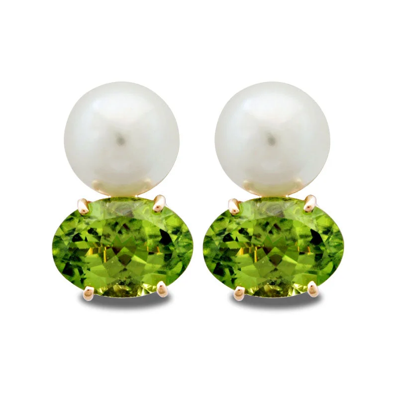 Medium hoop earrings for an everyday look with the perfect balance of style-Earrings-Peridot and Pearl