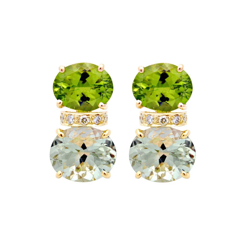 Hoop earrings with twisted metal designs for a dynamic and modern style-Earrings-Peridot, Green Quartz and Diamond