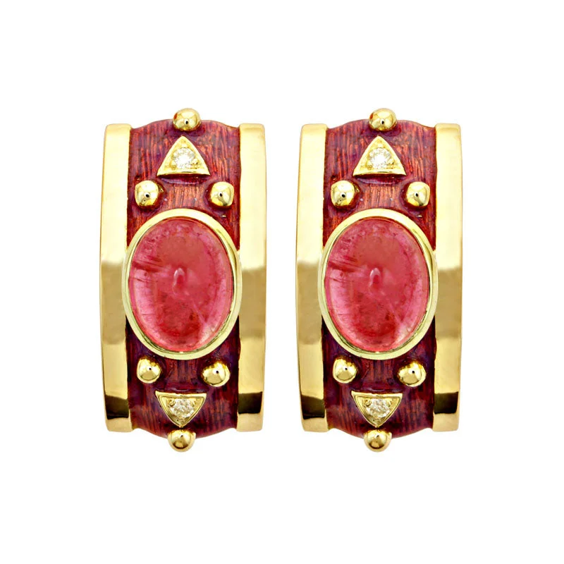 Best hoop earrings with geometric shapes for a modern and artistic appeal-Earrings-Rubellite and Diamond (Enamel)