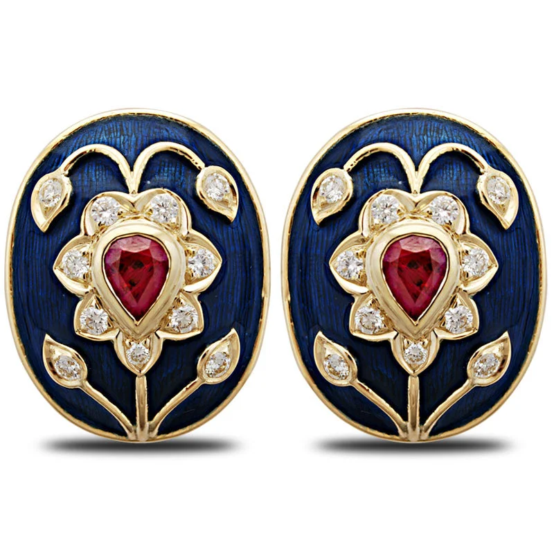 Best hoop earrings with lever-back closures for secure and easy wear-Earrings-Ruby and Diamond (Enamel)