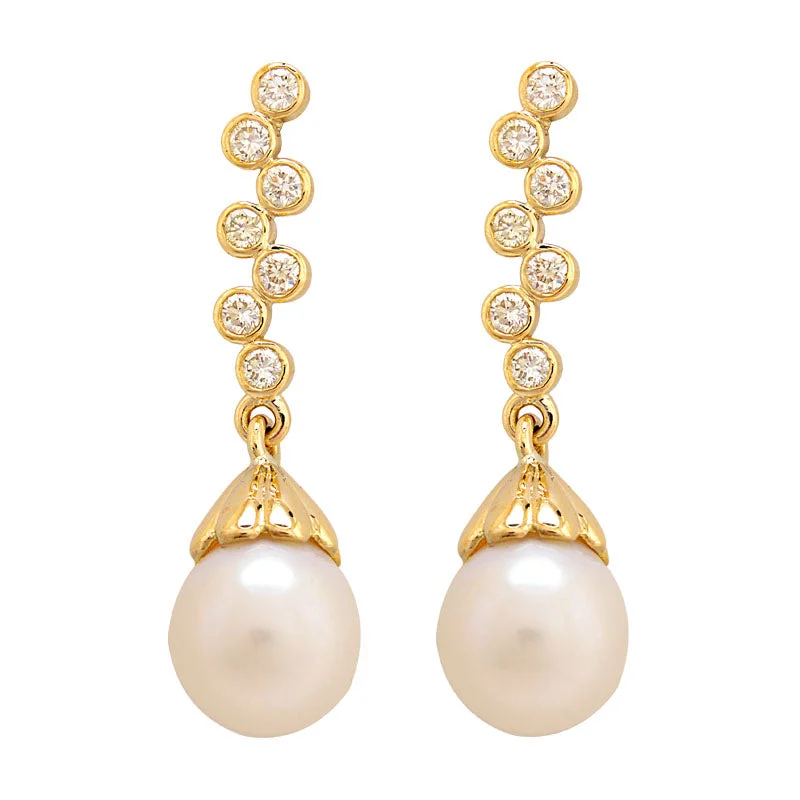 Hoop earrings with polished metal for a shiny and high-quality finish-Earrings-South Sea Pearl and Diamond