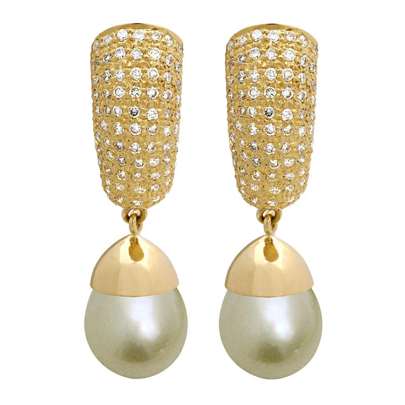 Best hoop earrings with blackened metal for an edgy and bold appearance-Earrings-South Sea Pearl and Diamond