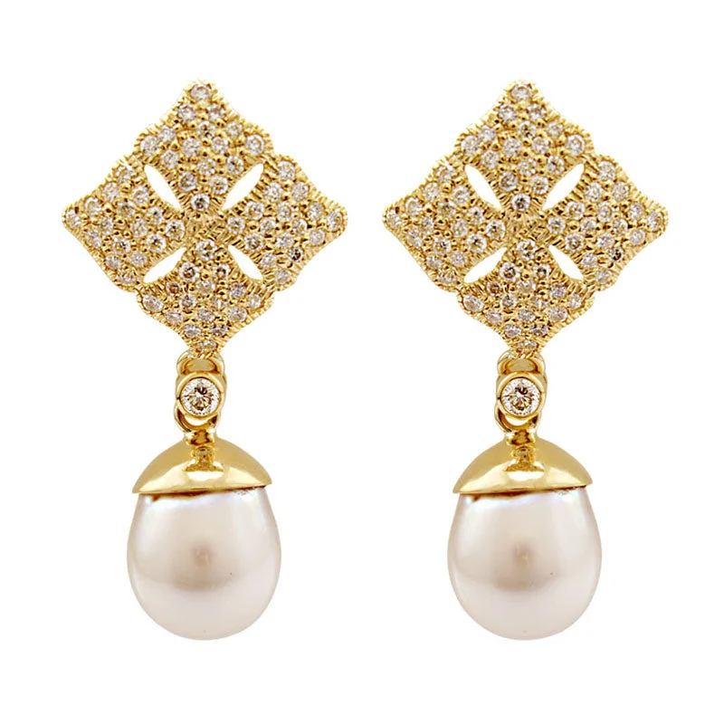 Hoop earrings with rhinestone embellishments for a glamorous and sparkling look-Earrings-South Sea Pearl and Diamond