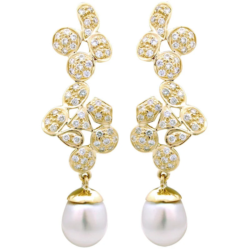 Hoop earrings with rhinestone-studded rims for a glamorous touch-Earrings-South Sea Pearl and Diamond