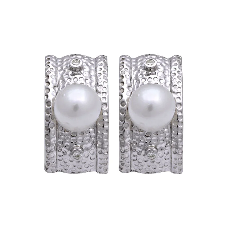 Lightweight hoop earrings for comfortable and all-day wear-Earrings-South Sea Pearl and Diamond