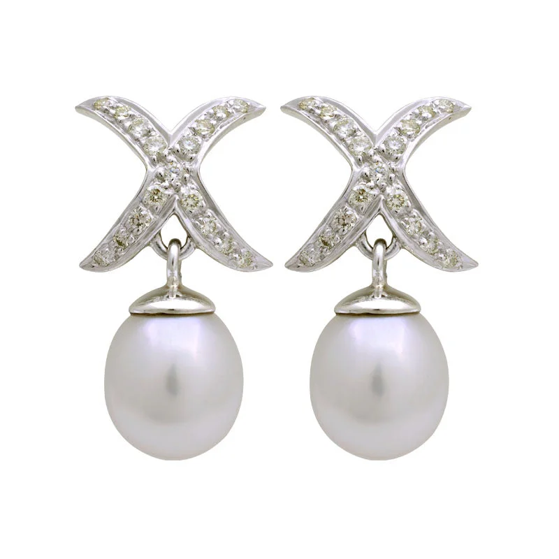 Best hoop earrings with matching bracelets for a coordinated jewelry set-Earrings-South Sea Pearl and Diamond