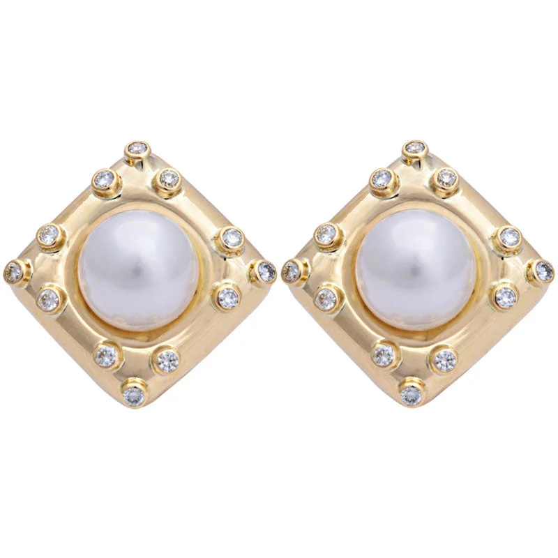 Best hoop earrings with snake chain details for a sleek and modern touch-Earrings-South Sea Pearl and Diamond