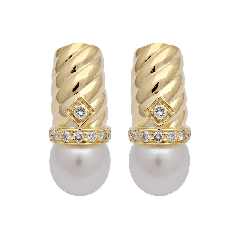 Best hoop earrings with vintage-style detailing for a nostalgic and timeless look-Earrings-South Sea Pearl and Diamond