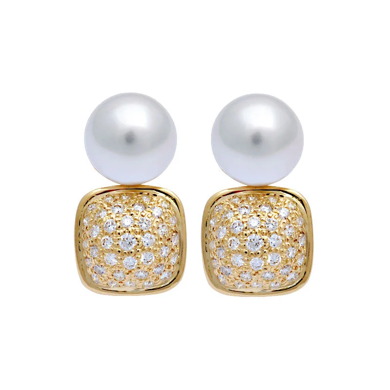 Best hoop earrings with sterling silver for an affordable and chic design-Earrings-South Sea Pearl and Diamond