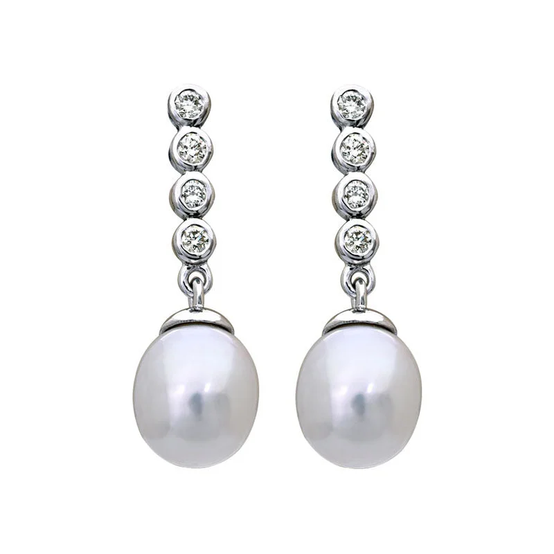 Best hoop earrings with angel wing accents for a spiritual and meaningful design-Earrings-South Sea Pearl and Diamond