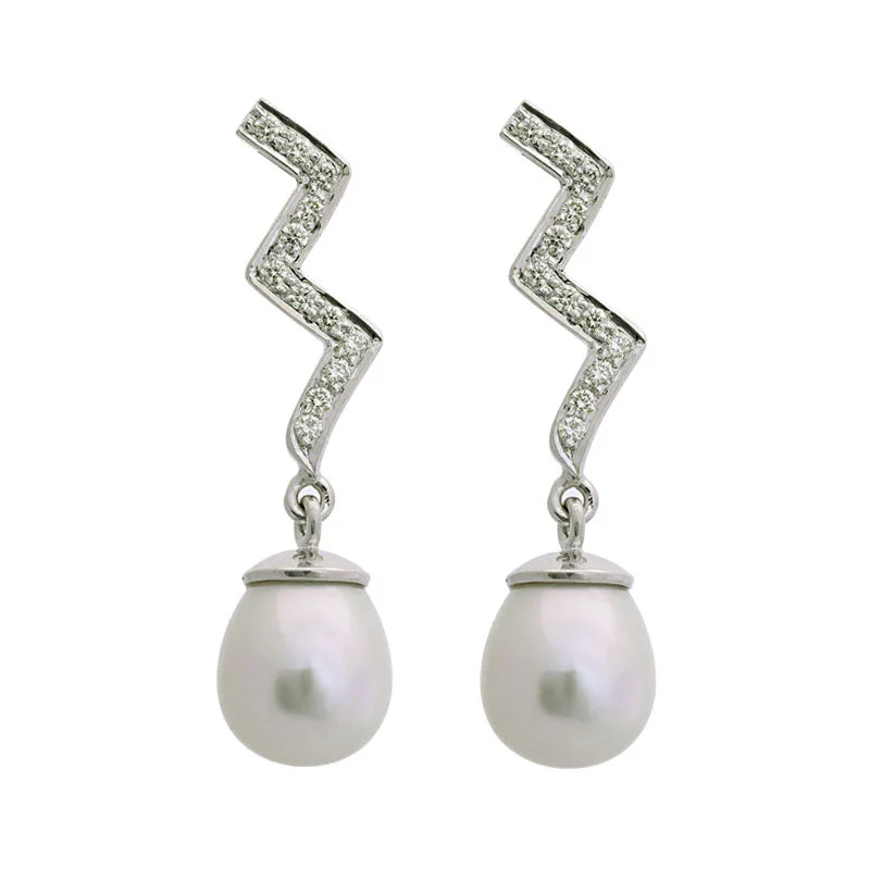 Hoop earrings with oversized pearl accents for a statement-making look-Earrings-South Sea Pearl and Diamond