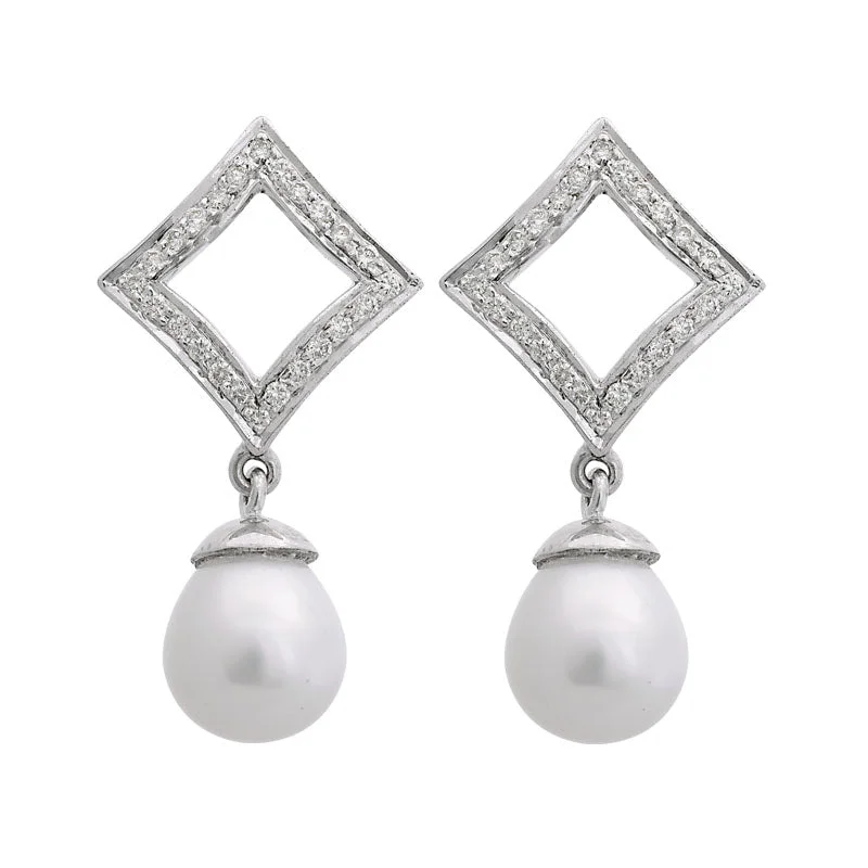 Best hoop earrings with baroque pearls for a luxurious and elegant vibe-Earrings-South Sea Pearl and Diamond