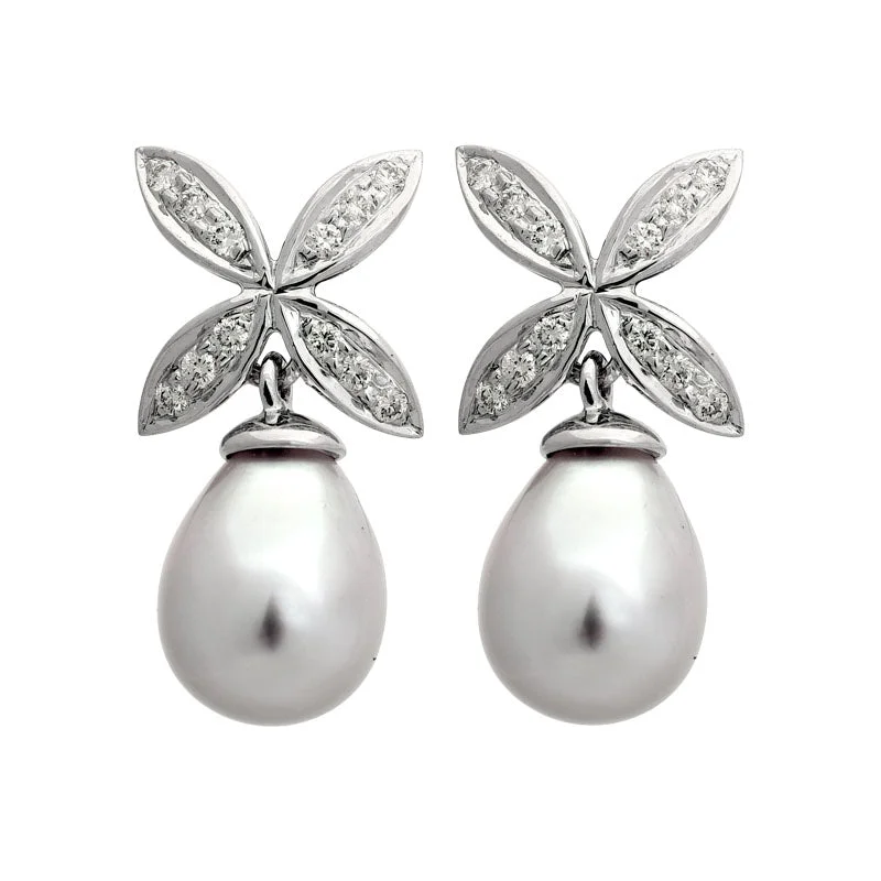 Best hoop earrings with asymmetrical designs for a fashion-forward, avant-garde look-Earrings-South Sea Pearl and Diamond