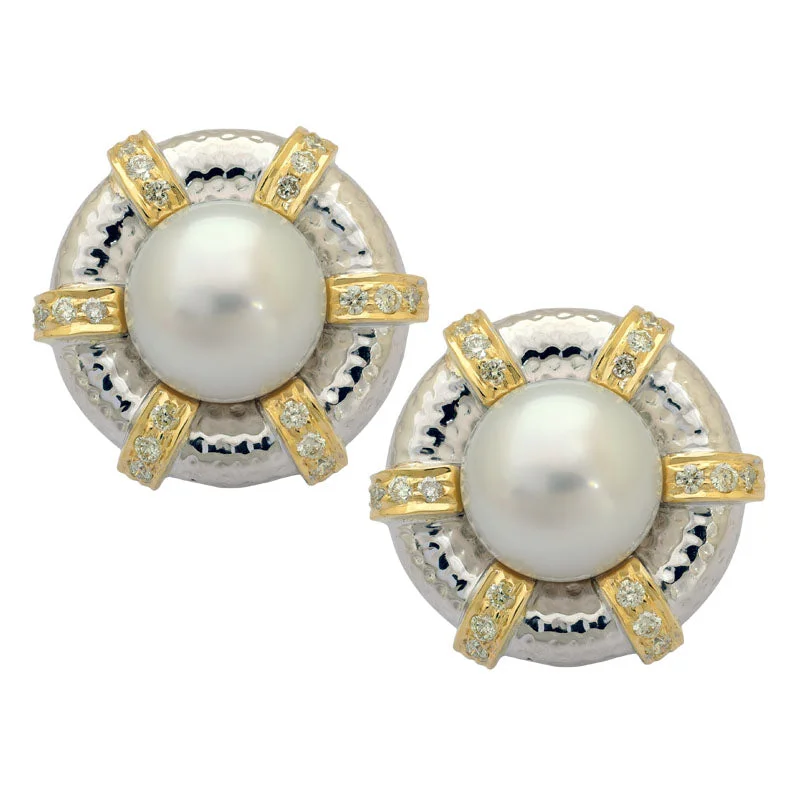 Best hoop earrings with cubic zirconia for a budget-friendly, dazzling look-Earrings-South Sea Pearl and Diamond