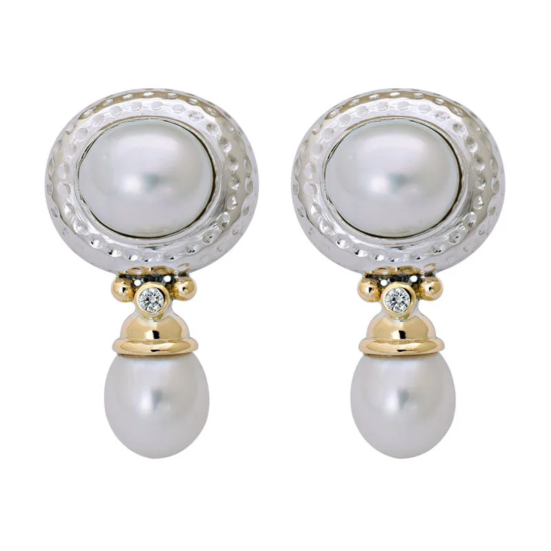 Hoop earrings with textured finishes for a vintage and classic style-Earrings-South Sea Pearl and Diamond