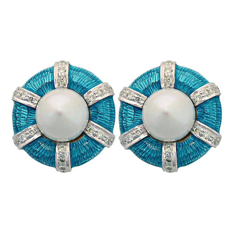 Best hoop earrings with geometric cuts for a sharp, modern appeal-Earrings-South Sea Pearl and Diamond (Enamel)