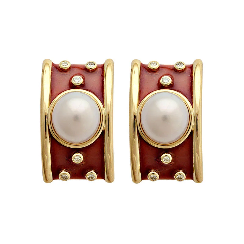 Best hoop earrings with rose gold for a romantic and warm aesthetic-Earrings-South Sea Pearl and Diamond (Enamel)