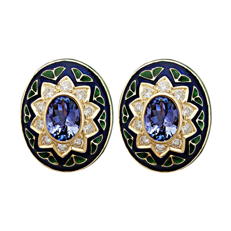 Best hoop earrings with vintage rhinestone embellishments for a retro-glam effect-Earrings-Tanzanite and Diamond (Enamel)