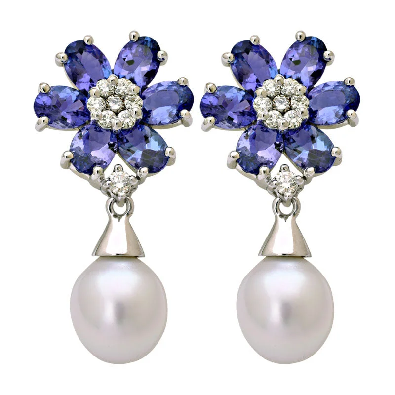 Best hoop earrings with minimal embellishments for a sleek and modern look-Earrings-Tanzanite, South Sea Pearl and Diamond