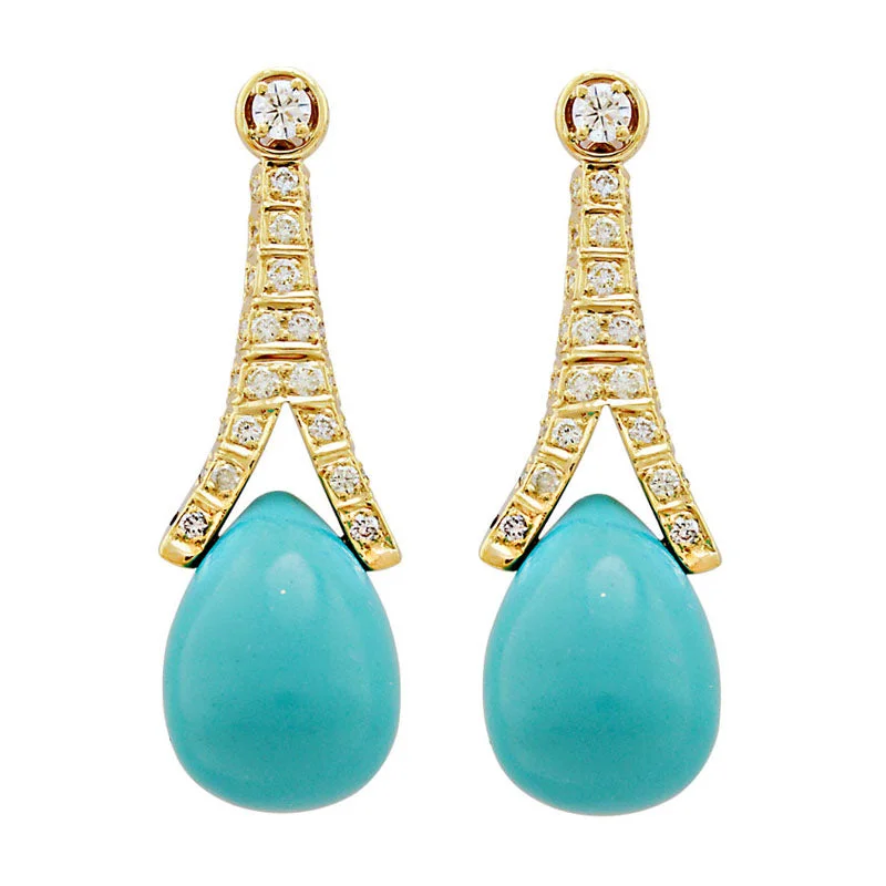 Hoop earrings with removable pendants for a versatile and customizable accessory-Earrings-Turquoise and Diamond