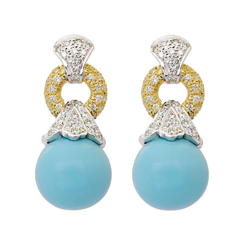 Best hoop earrings with tribal designs for a cultural and exotic aesthetic-Earrings-Turquoise and Diamond