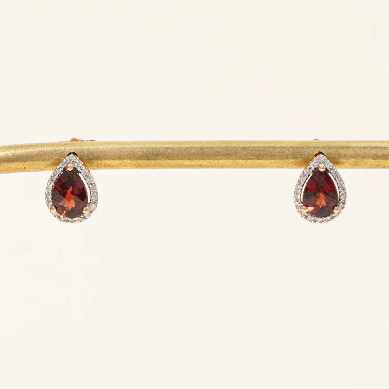 Best hoop earrings with rose gold for a romantic and warm aesthetic-Garnet & Diamond Earrings | 1.50ctw, 0.14ctw |