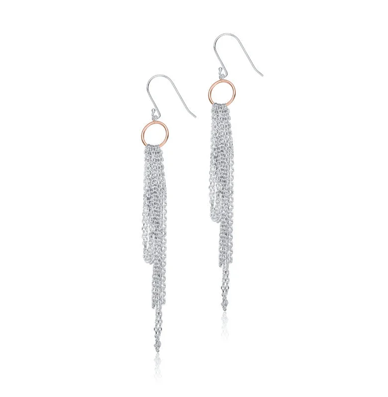 Best hoop earrings with custom engravings for a personalized and meaningful gift-GENEVIVE Elegant Sterling Silver Two-Tone Tassel Earrings