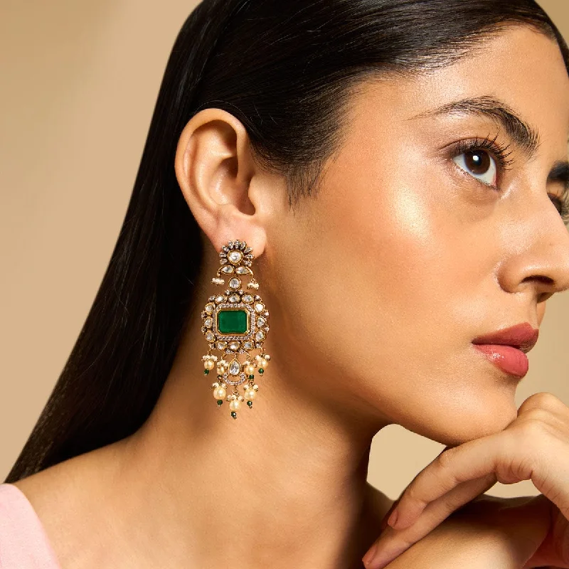 Best hoop earrings with angel wing accents for a spiritual and meaningful design-Kundan Earring 149207