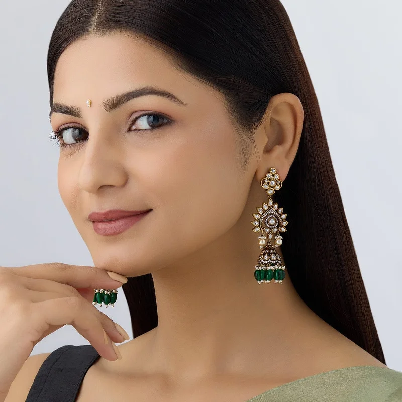 Best hoop earrings with braided leather for a rustic, stylish finish-Kundan Earring 161653