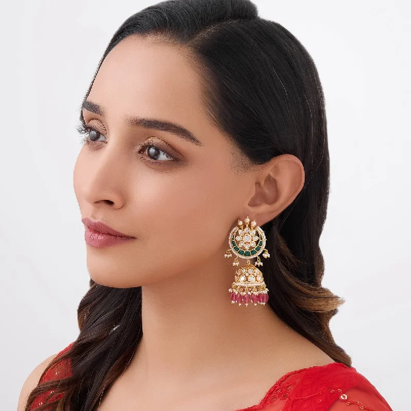 Best hoop earrings with stacked layers for a dimensional and bold look-Kundan Earring 164020