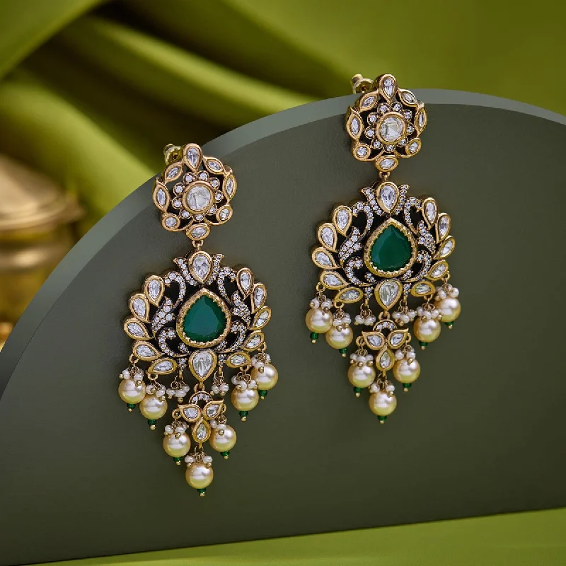 Hoop earrings with diamond-cut surfaces for added sparkle and shine-Kundan Earring 164025