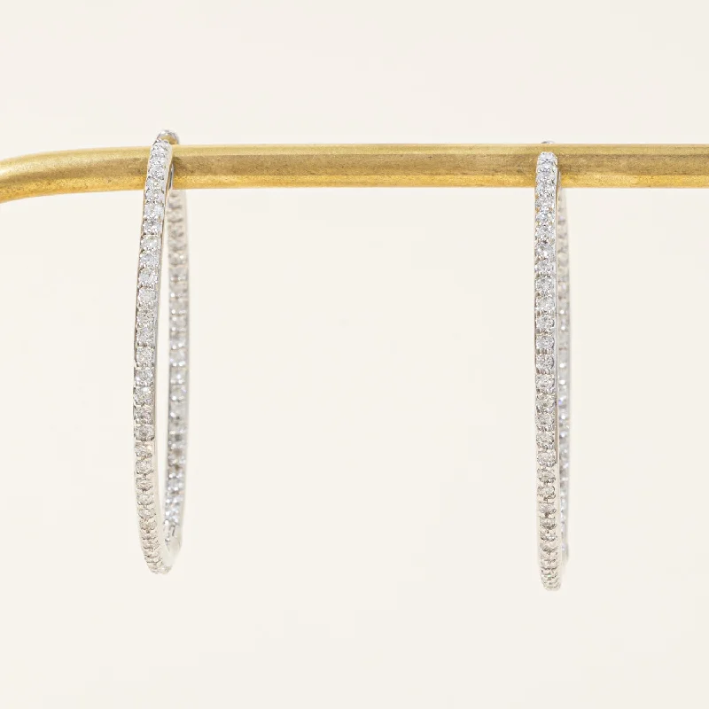 Hoop earrings with dangling charms for a playful and fun look-Large Diamond Hoop Earrings | 1.28ctw |