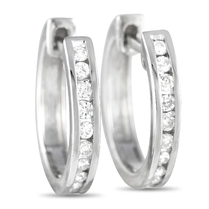 Best hoop earrings with twisted rope designs for a nautical-inspired style-LB Exclusive 14K White Gold 0.25ct Diamond Channel-Set Hoop Earrings