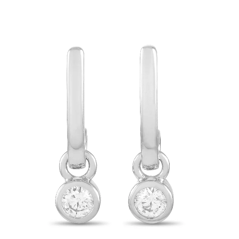 Classic hoop earrings with a thin profile for a sleek and subtle style-LB Exclusive 14K White Gold 0.40 ct Diamond Earrings