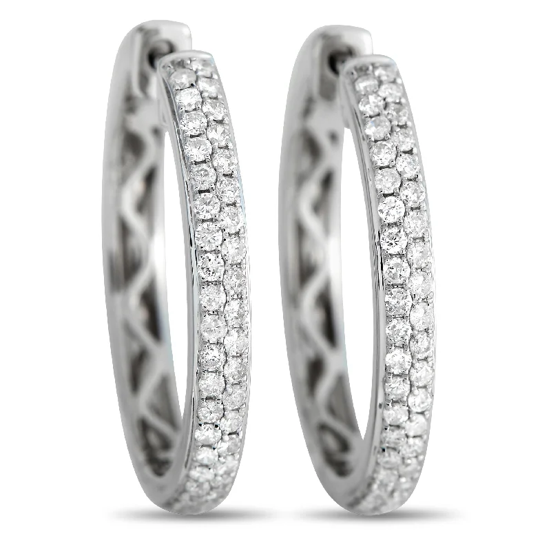 Best hoop earrings with vintage-style detailing for a nostalgic and timeless look-LB Exclusive 14K White Gold 0.65ct Diamond Hoop Earrings